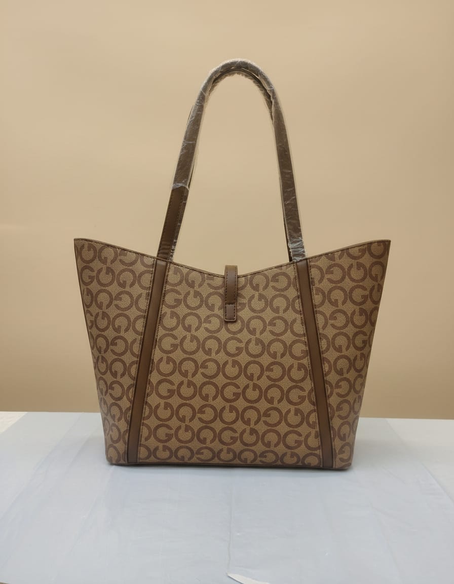 Premium Big Tote Bag for Girls | Stylish Office & College Tote Handbag | 2 Compartments + 2 Inside Pockets | Coffee & Tan Spacious Daily Use Tote Bag