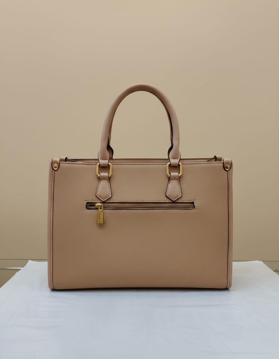 Premium Tote Bag for Girls | Stylish Peach Office & Daily Use Tote Handbag | 2 Compartments + 2 Inside Pockets | Elegant Tote Bag with Zip Closure