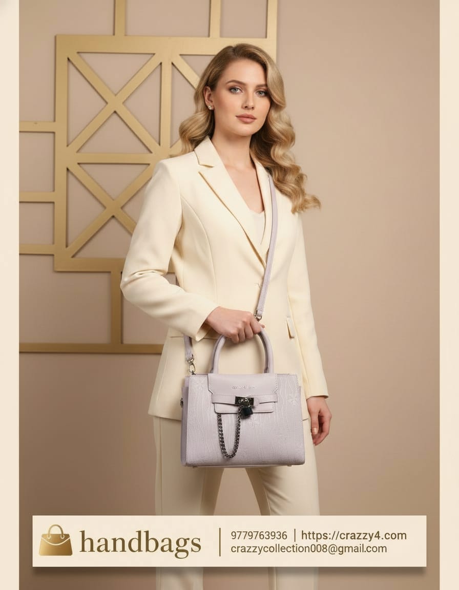 Premium Handbag for Girls | Stylish Daily Use Office Handbag with Strap | 3 Compartments + 2 Inside Pockets | Elegant Small Handbag with Zip Closure