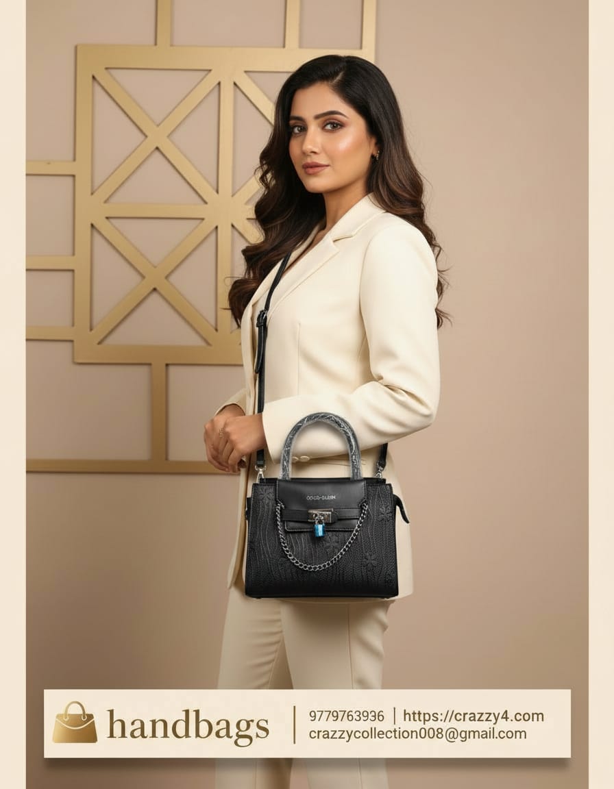 Premium Handbag for Girls | Stylish Daily Use Office Handbag with Strap | 3 Compartments + 2 Inside Pockets | Elegant Small Handbag with Zip Closure
