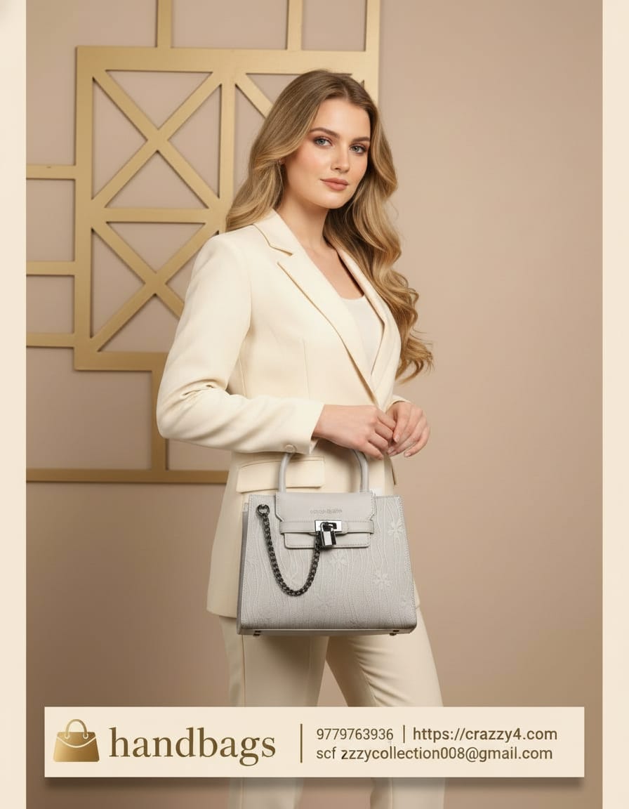 Premium Handbag for Girls | Stylish Daily Use Office Handbag with Strap | 3 Compartments + 2 Inside Pockets | Elegant Small Handbag with Zip Closure