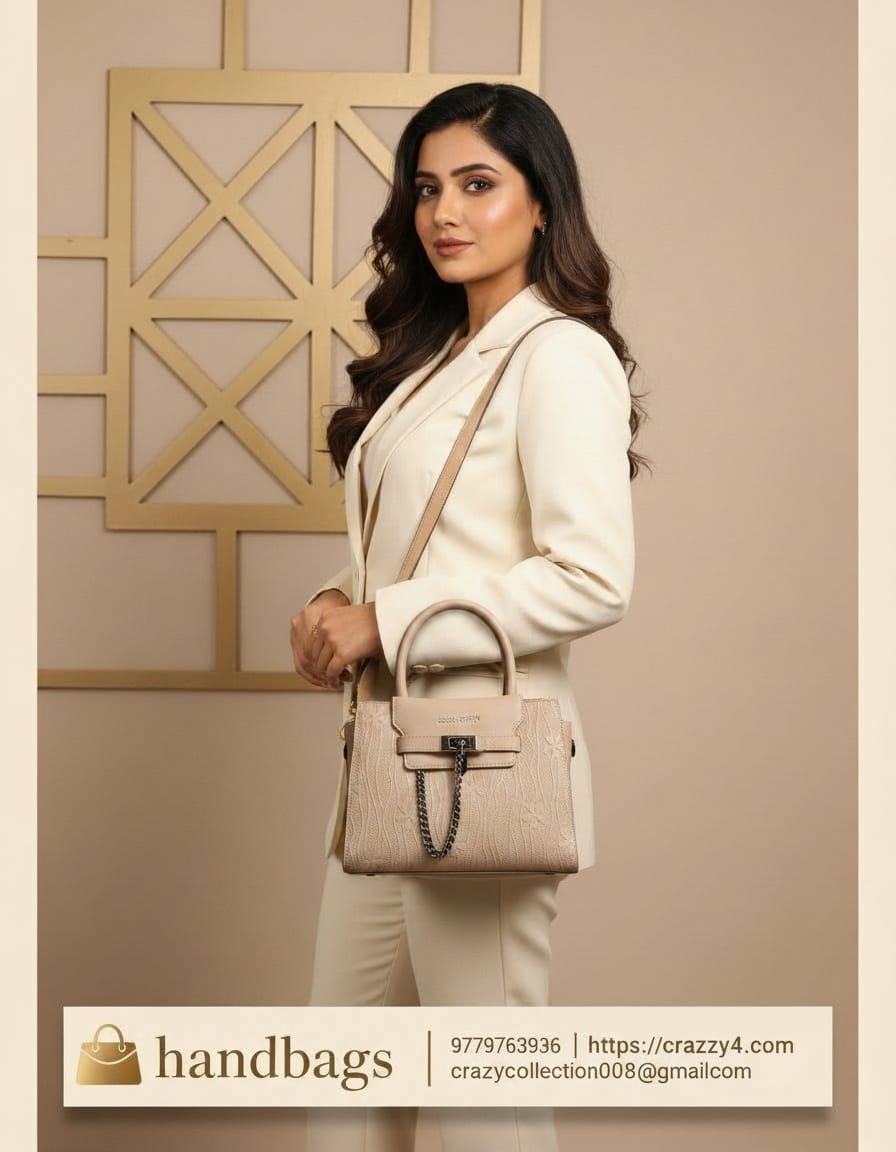 Premium Handbag for Girls | Stylish Daily Use Office Handbag with Strap | 3 Compartments + 2 Inside Pockets | Elegant Small Handbag with Zip Closure