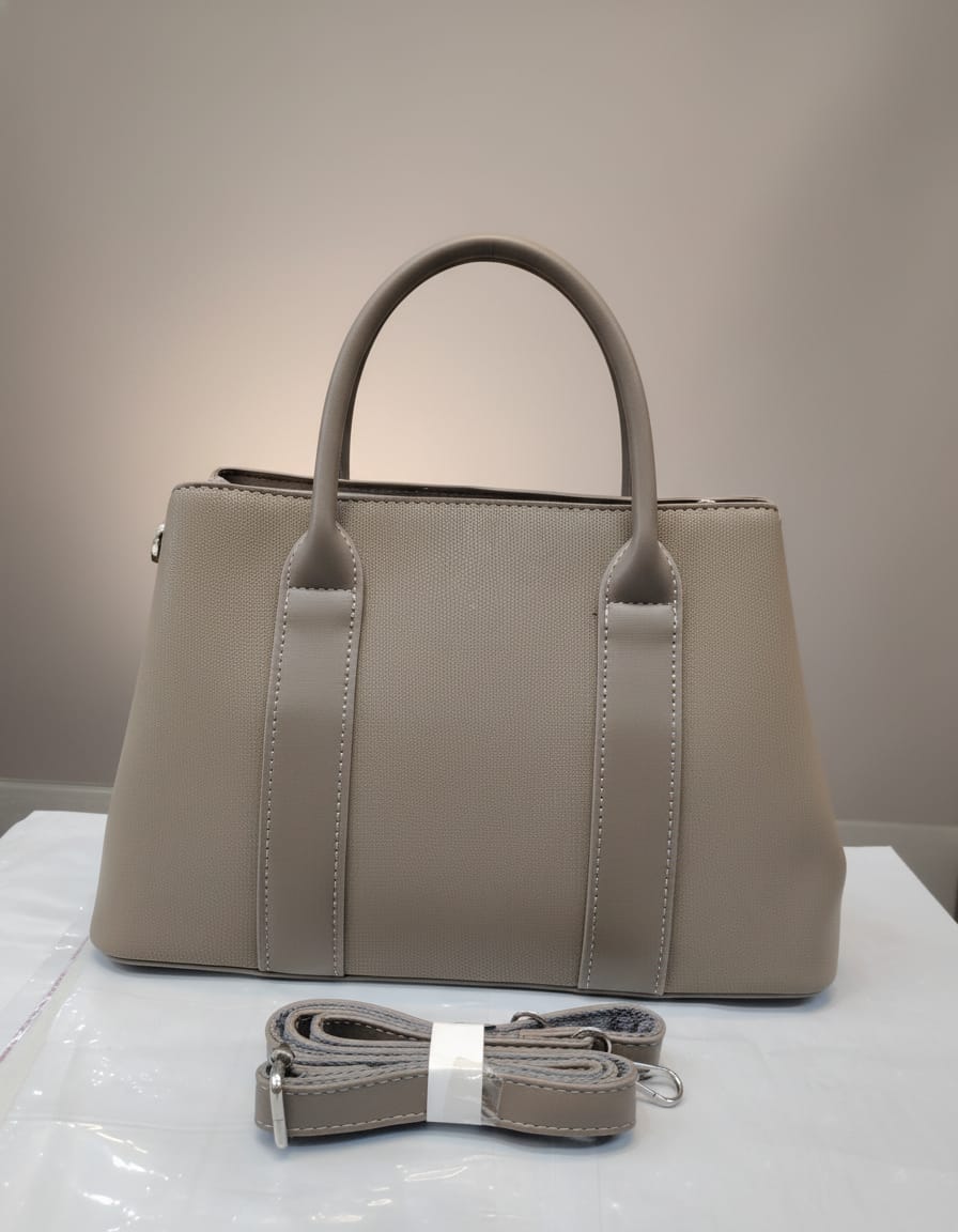 Premium Semi-Formal Handbag for Women | Stylish Handbag with Strap | 2 Compartments + 2 Inside Pockets | Mouse, Brown & Black Elegant Daily Use Office Bag