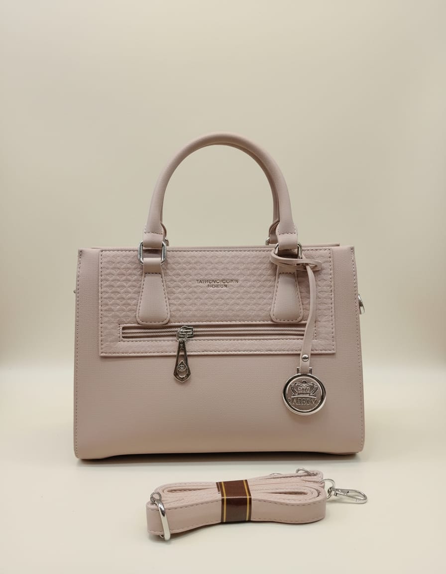 Premium PU Leather Handbag for Girls | Stylish Semi-Formal Handbag with Strap | 3 Compartments + 2 Inside Pockets | Pink, Khaki, Black Elegant Daily Use Bag