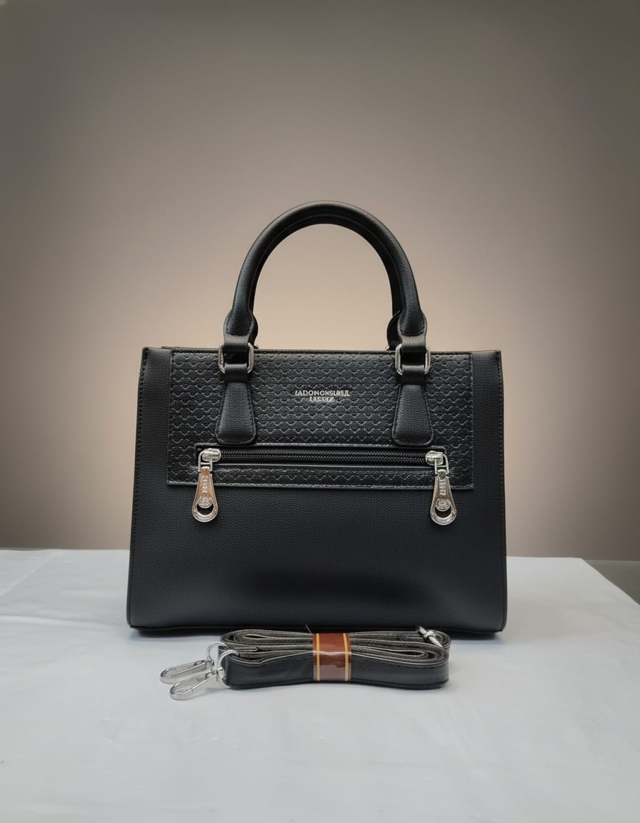 Premium PU Leather Handbag for Girls | Stylish Semi-Formal Handbag with Strap | 3 Compartments + 2 Inside Pockets | Pink, Khaki, Black Elegant Daily Use Bag