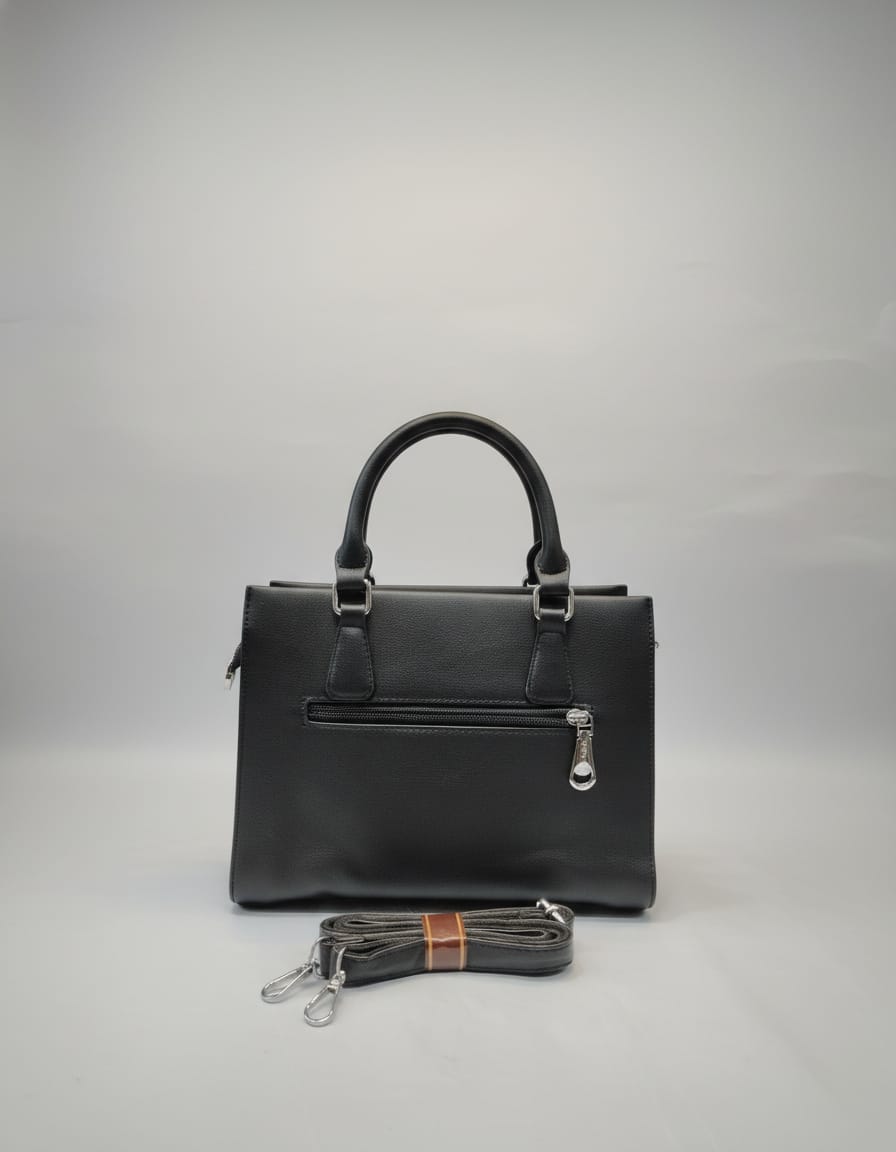 Premium PU Leather Handbag for Girls | Stylish Semi-Formal Handbag with Strap | 3 Compartments + 2 Inside Pockets | Pink, Khaki, Black Elegant Daily Use Bag