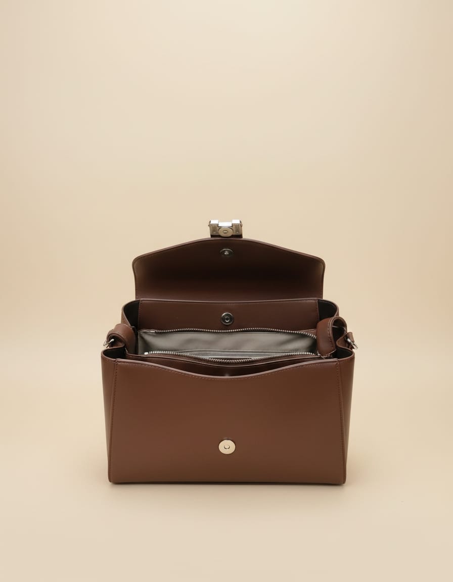 Premium PU Leather Party Bag for Women | Stylish Semi-Formal Party Handbag with Strap | 2 Compartments + 2 Inside Pockets | Brown & Black Elegant Party Wear Bag