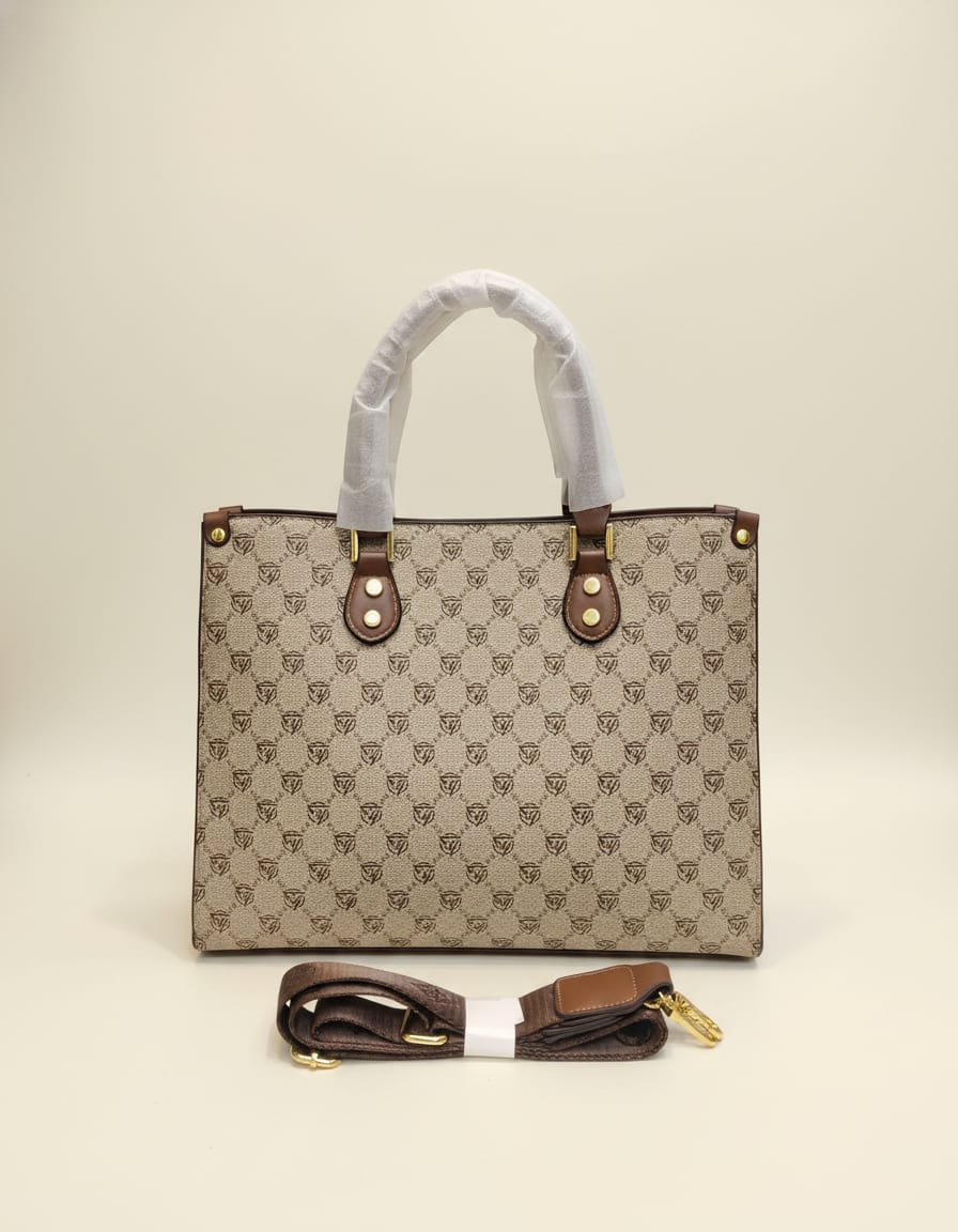 Premium Handbag for Girls | Stylish Office & Daily Use Handbag | 3 Compartments + 2 Inside Pockets | Off-White & Brown Elegant Carry Bag