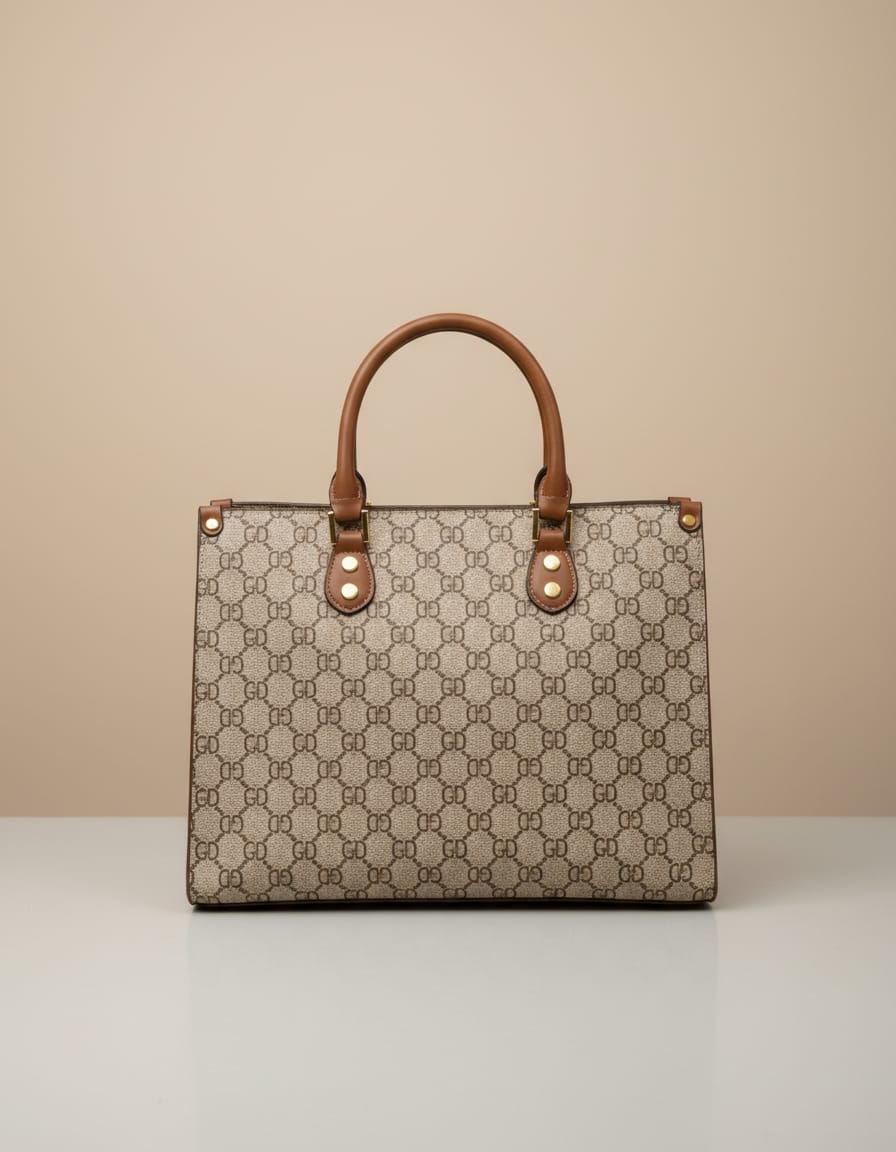 Premium Handbag for Girls | Stylish Office & Daily Use Handbag | 3 Compartments + 2 Inside Pockets | Off-White & Brown Elegant Carry Bag
