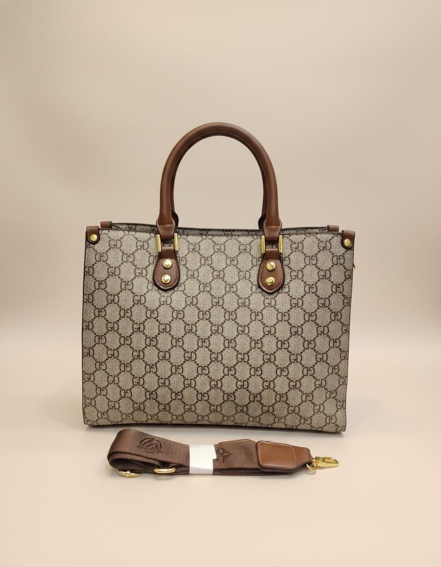 Premium Handbag for Girls | Stylish Office & Daily Use Handbag | 3 Compartments + 2 Inside Pockets | Off-White & Brown Elegant Carry Bag