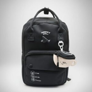 Premium Backpack for Girls | Stylish Black Daily Use & Baby Care Backpack | 3 Compartments + 2 Inside Pockets | Spacious Multi-Purpose Travel Backpack