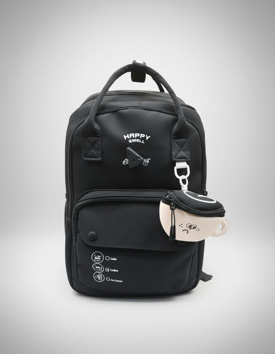 Premium Backpack for Girls | Stylish Black Daily Use & Baby Care Backpack | 3 Compartments + 2 Inside Pockets | Spacious Multi-Purpose Travel Backpack