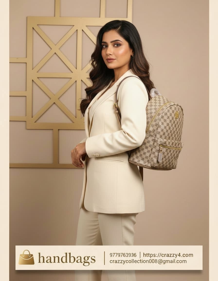 Premium Backpack for Girls | Stylish brown & Cream Daily Use Office & Travel Backpack | 3 Compartments + 2 Inside Pockets | Spacious Multi-Purpose Backpack
