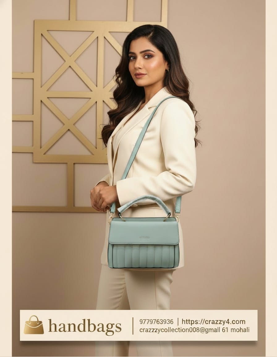 Premium Women Handbag | Stylish Fashion Sling Bag with Long Strap | 2 Compartments + 2 Inside Pockets | Coral Green Elegant Compact Handbag