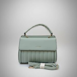 Premium Women Handbag | Stylish Fashion Sling Bag with Long Strap | 2 Compartments + 2 Inside Pockets | Coral Green Elegant Compact Handbag
