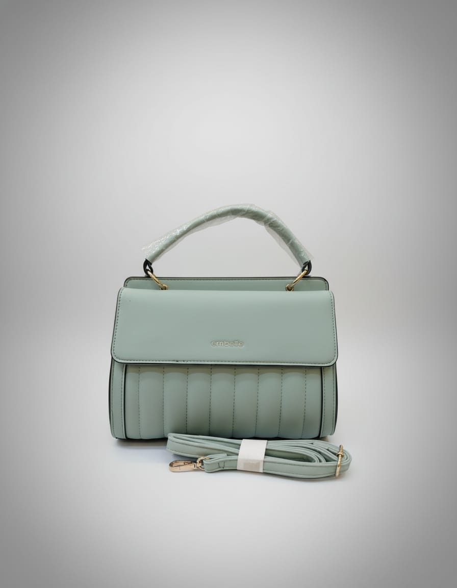 Premium Women Handbag | Stylish Fashion Sling Bag with Long Strap | 2 Compartments + 2 Inside Pockets | Coral Green Elegant Compact Handbag