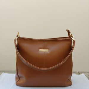 Premium PU Leather Shoulder Bag for Women | Stylish Brown Office & College Bag with Long Strap | 3 Compartments + 2 Inside Pockets | Spacious Daily Use Handbag