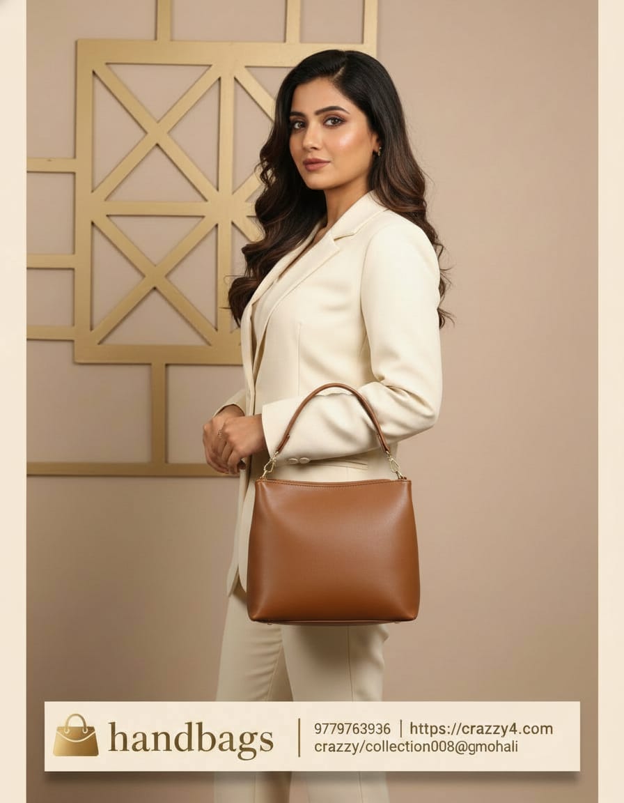 Premium PU Leather Shoulder Bag for Women | Stylish Brown Office & College Bag with Long Strap | 3 Compartments + 2 Inside Pockets | Spacious Daily Use Handbag