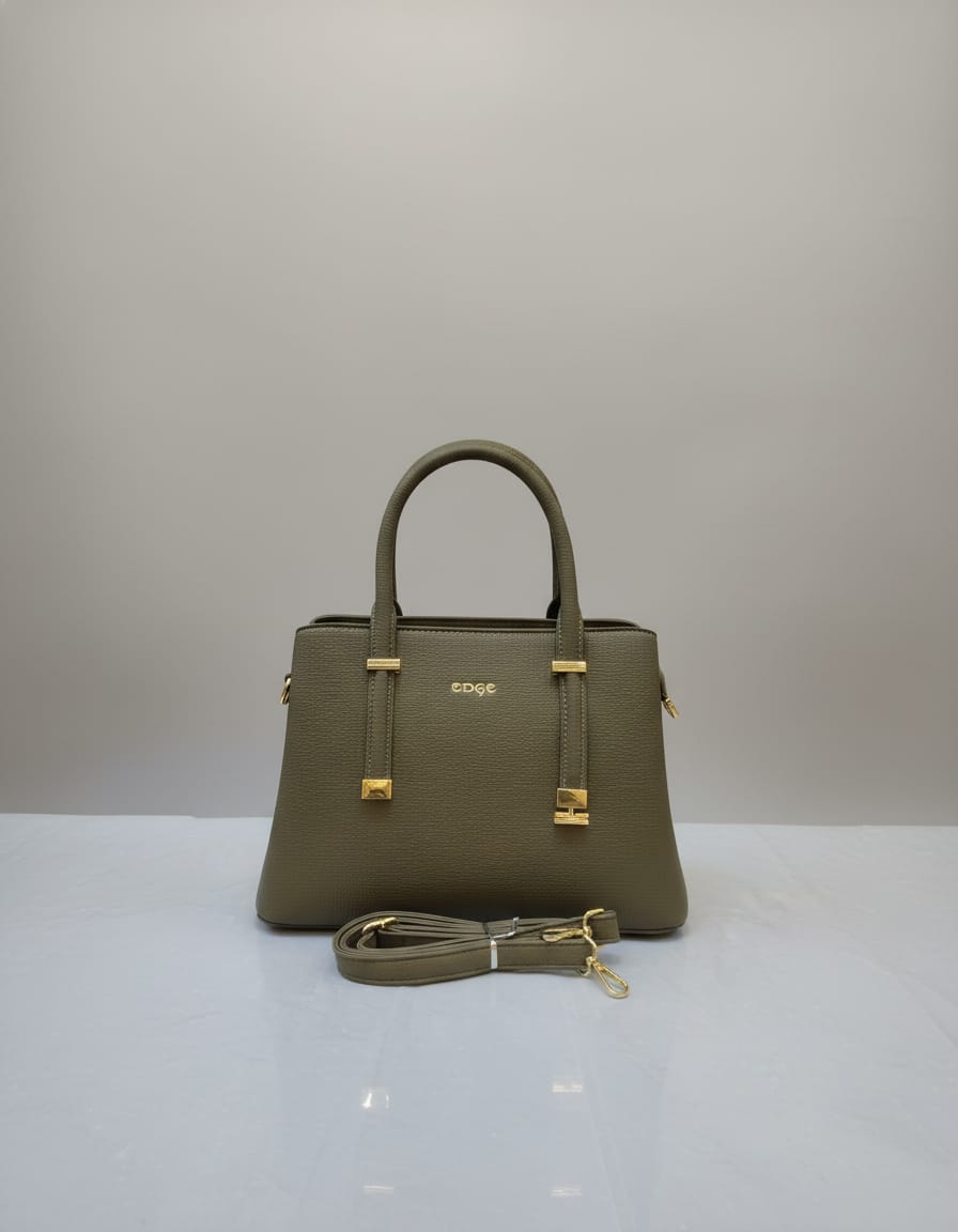 Premium PU Leather Fancy Handbag for Women | Stylish Functional Sling Bag with Long Strap | 3 Compartments + 2 Inside Pockets | Brown, Green & White Elegant Party Handbag