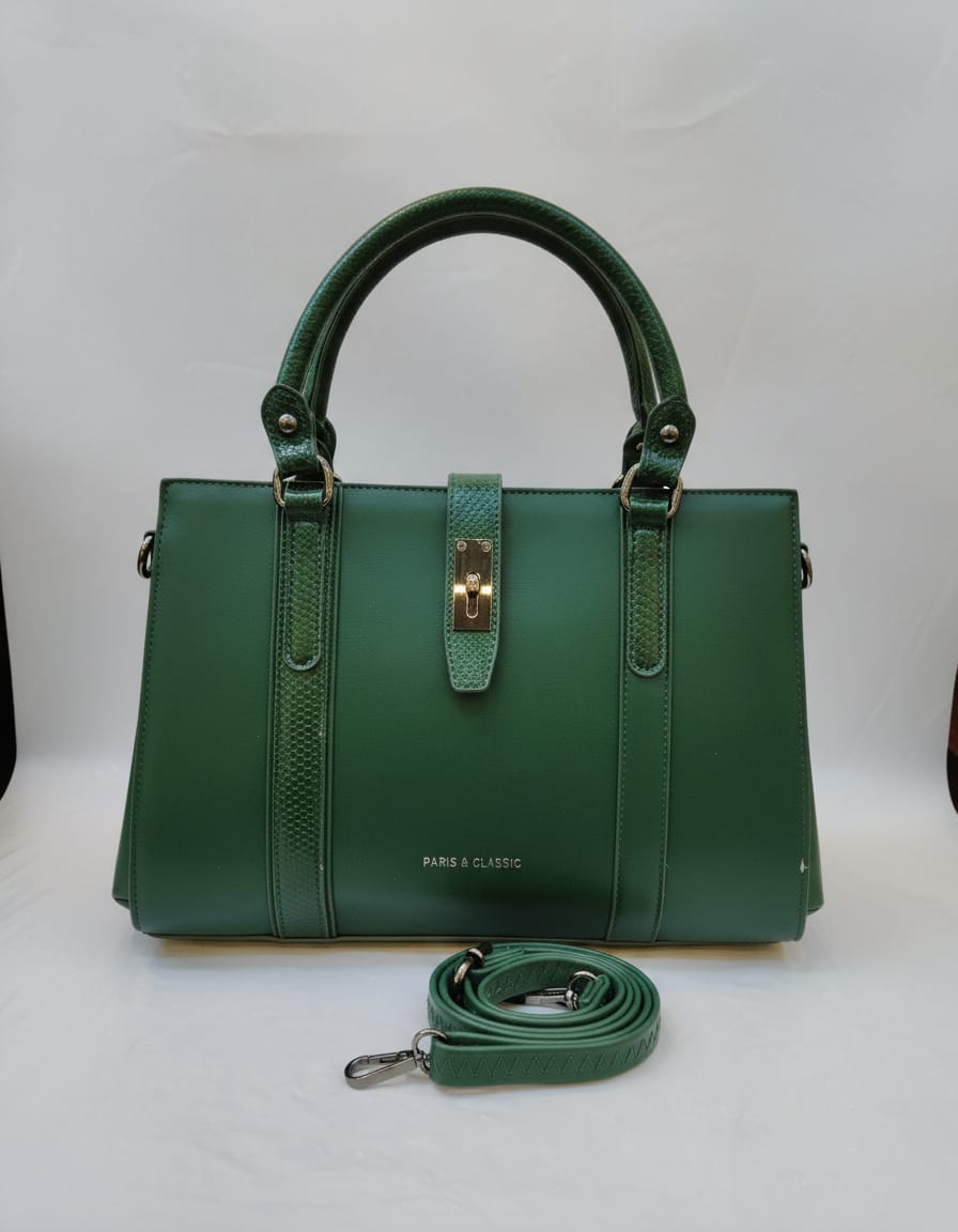 Peris & Classic Premium PU Leather Handbag for Women | Stylish Functional Sling Bag with Long Strap | 1 Compartment + 3 Inside Pockets | Green, Beige & Off-White Elegant Daily Use Bag