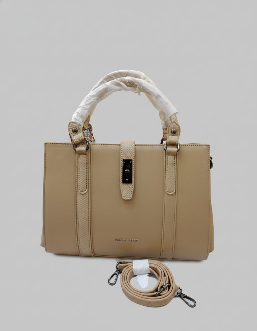 Peris & Classic Premium PU Leather Handbag for Women | Stylish Functional Sling Bag with Long Strap | 1 Compartment + 3 Inside Pockets | Green, Beige & Off-White Elegant Daily Use Bag