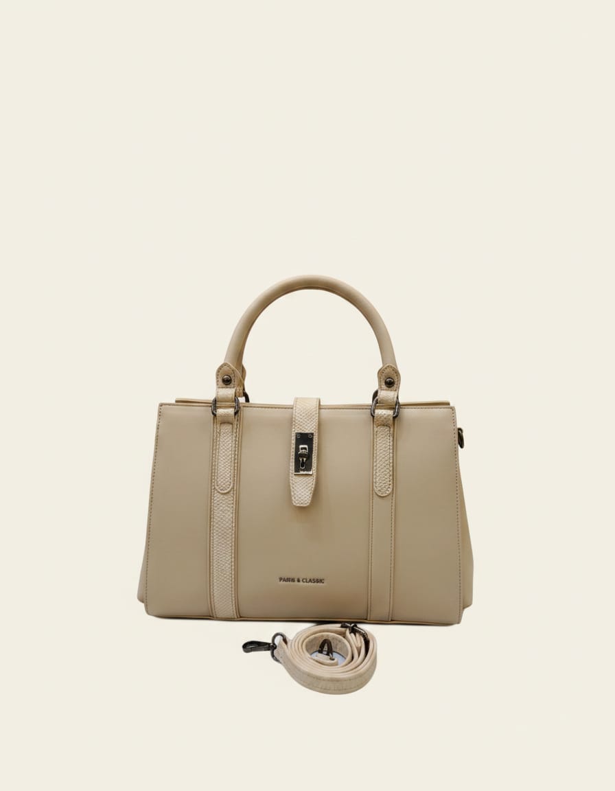 Peris & Classic Premium PU Leather Handbag for Women | Stylish Functional Sling Bag with Long Strap | 1 Compartment + 3 Inside Pockets | Green, Beige & Off-White Elegant Daily Use Bag