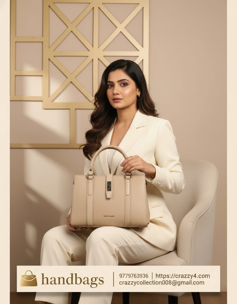 Peris & Classic Premium PU Leather Handbag for Women | Stylish Functional Sling Bag with Long Strap | 1 Compartment + 3 Inside Pockets | Green, Beige & Off-White Elegant Daily Use Bag