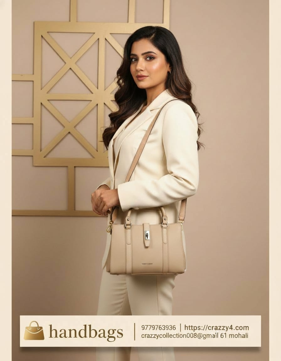 Peris & Classic Premium PU Leather Handbag for Women | Stylish Functional Sling Bag with Long Strap | 1 Compartment + 3 Inside Pockets | Green, Beige & Off-White Elegant Daily Use Bag