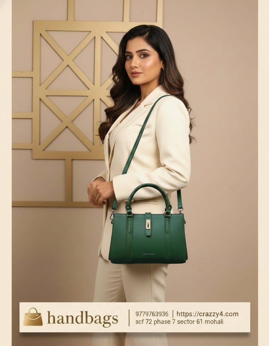 Peris & Classic Premium PU Leather Handbag for Women | Stylish Functional Sling Bag with Long Strap | 1 Compartment + 3 Inside Pockets | Green, Beige & Off-White Elegant Daily Use Bag