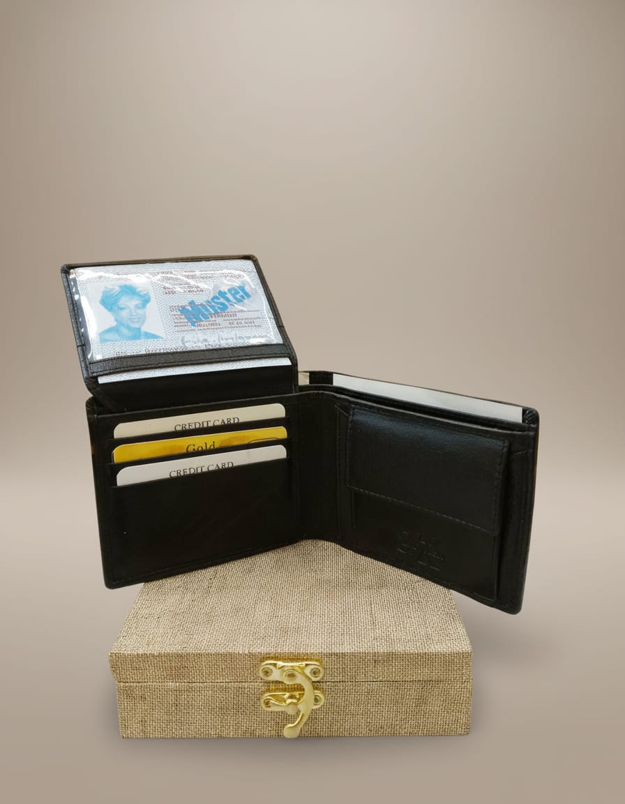 CK Style Premium Men’s Wallet | PU Leather Cash & Card Holder Wallet | 12 Card Slots + Coin Section | Brown & Black Stylish Daily Use Wallet