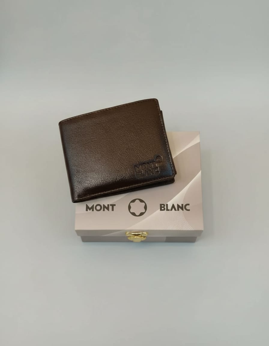 Mont Blanc Style Premium Men’s Wallet | PU Leather Cash & Card Holder Wallet | 12 Card Slots + Coin Section | Brown & Black Elegant Daily Use Wallet