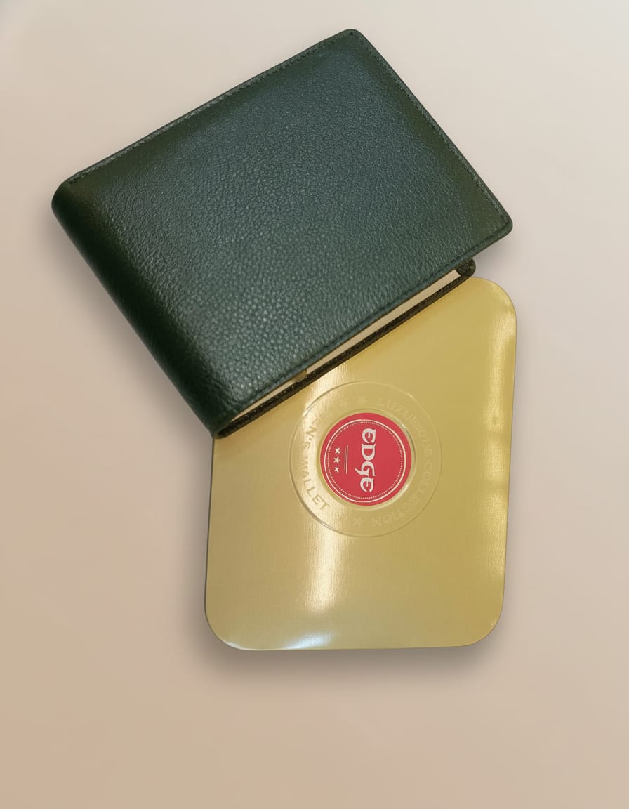 Edge Premium Men’s Wallet | PU Leather Cash & Card Holder Wallet | 12 Card Slots + Coin Section | Green Stylish Daily Use Wallet