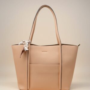 Import Brand Big Size Soft Leather Tote Bag for Women | Premium Office & Travel Tote | 2 Compartments + 2 Inside Pockets | Pink Elegant Shoulder Bag