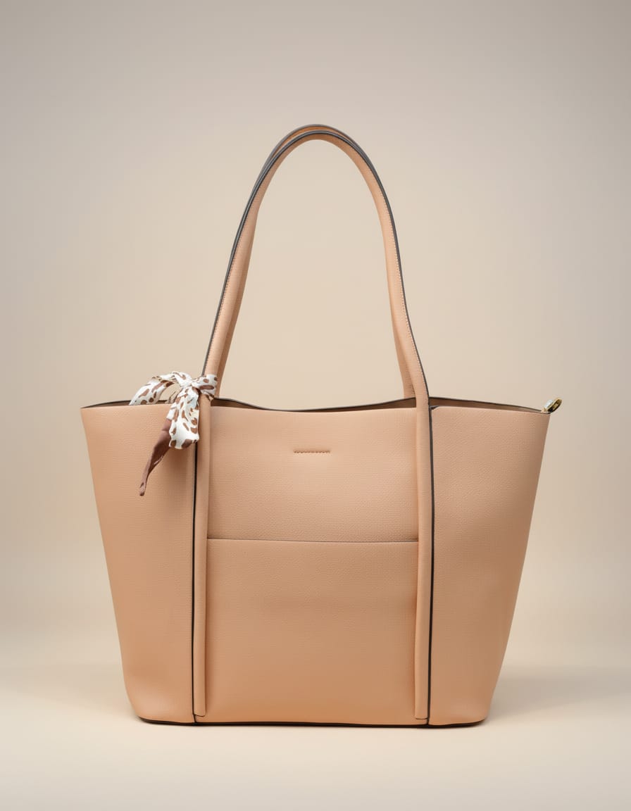 Import Brand Big Size Soft Leather Tote Bag for Women | Premium Office & Travel Tote | 2 Compartments + 2 Inside Pockets | Pink Elegant Shoulder Bag