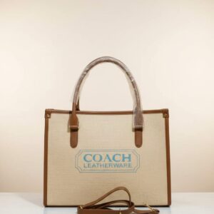 Coach Style Big Size Laptop Tote Bag for Women | Premium Office & Travel Laptop Bag | Spacious 1 Compartment + 2 Inside Pockets | Brown, Beige, Tan & Black Elegant Tote