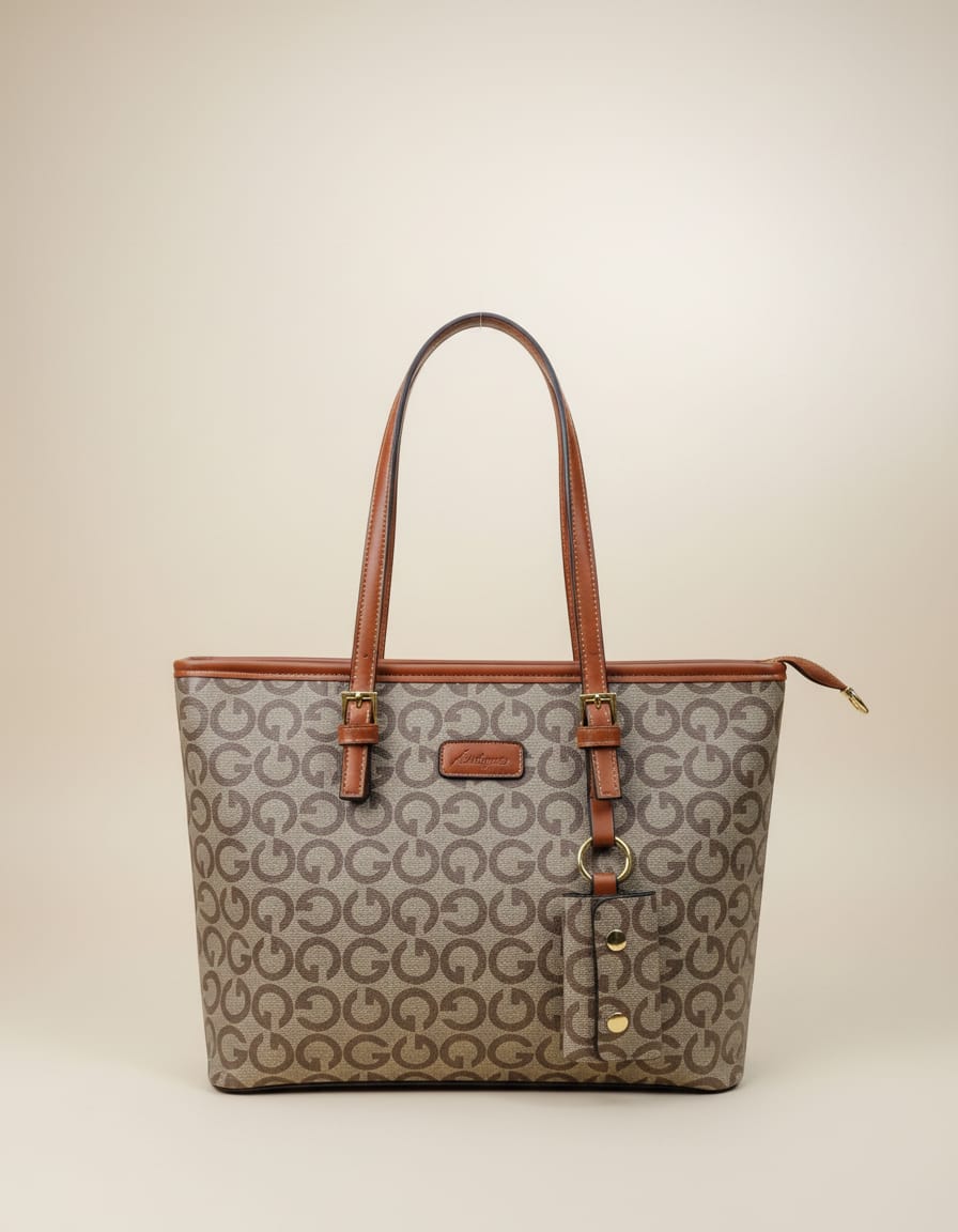 Ada & Peris Premium PU Tote Bag for Women | Stylish Office Going Tote Bag | 2 Compartments + 2 Inside Pockets | Tan, Brown & Coffee Elegant Handbag