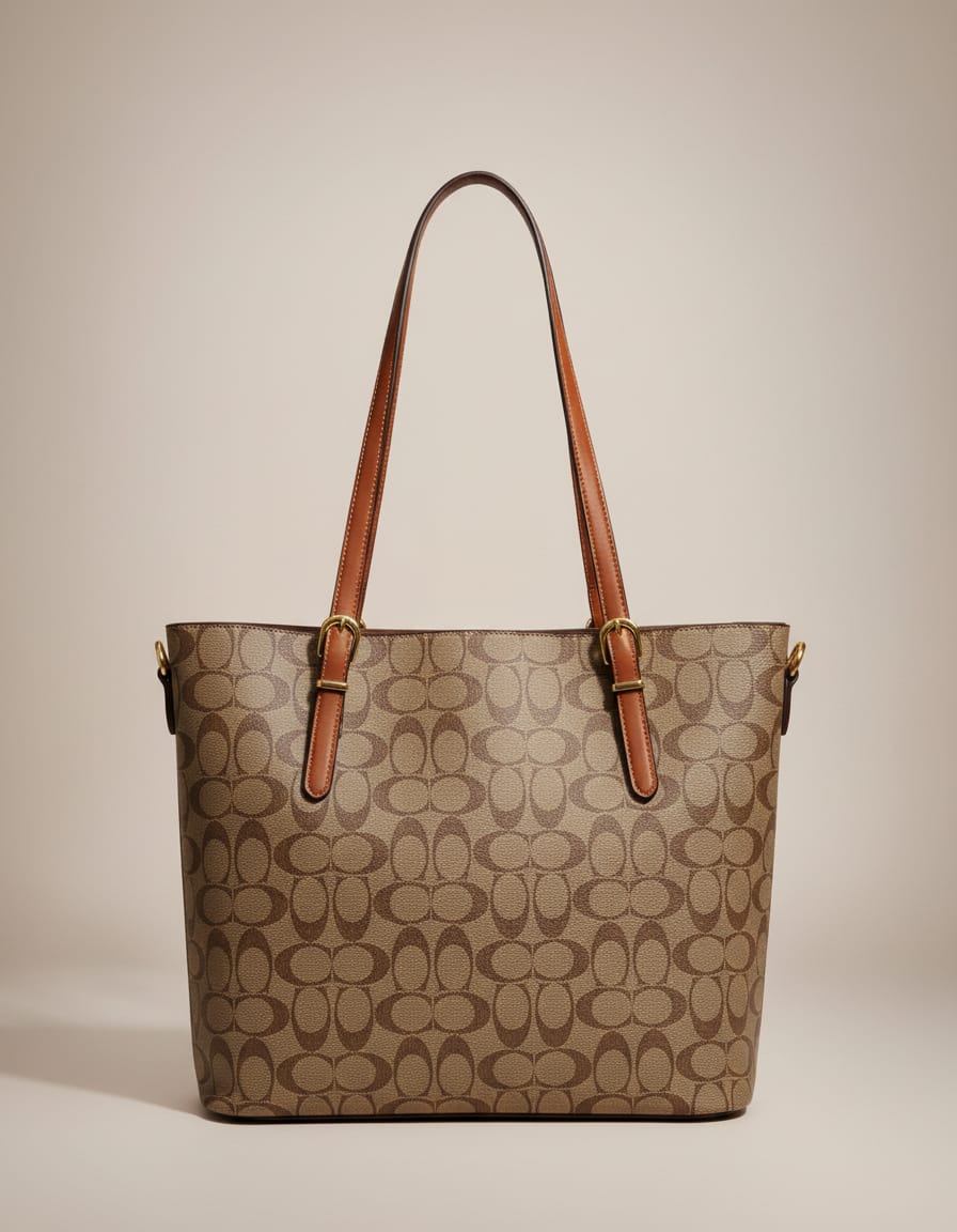 Ada & Peris Premium PU Tote Bag for Women | Stylish Office Going Tote Bag | 2 Compartments + 2 Inside Pockets | Tan & Coffee Elegant Handbag