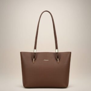 Ada & Peris Premium PU Tote Bag for Women | Stylish Office Going Tote Bag | 2 Compartments + 2 Inside Pockets | Dark Brown & Light Brown Elegant Handbag