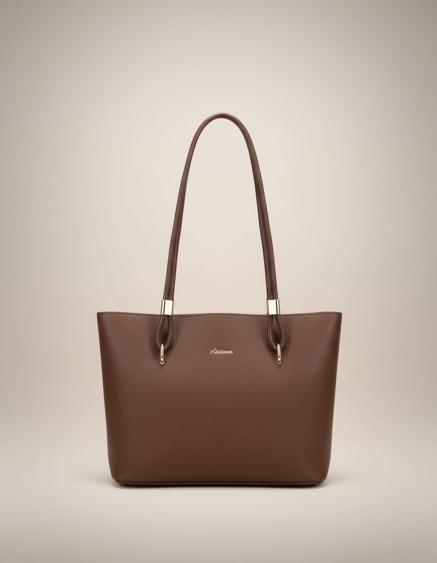 Ada & Peris Premium PU Tote Bag for Women | Stylish Office Going Tote Bag | 2 Compartments + 2 Inside Pockets | Dark Brown & Light Brown Elegant Handbag