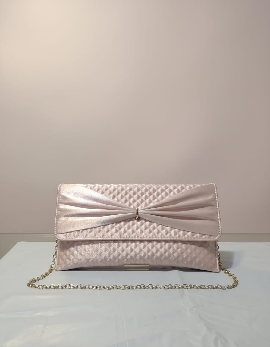 Premium Party Wear Hand Clutch for Women | Stylish Fancy Clutch with Long Chain | Compact Evening Party Bag | Pink, Gold & Brown Elegant Clutch