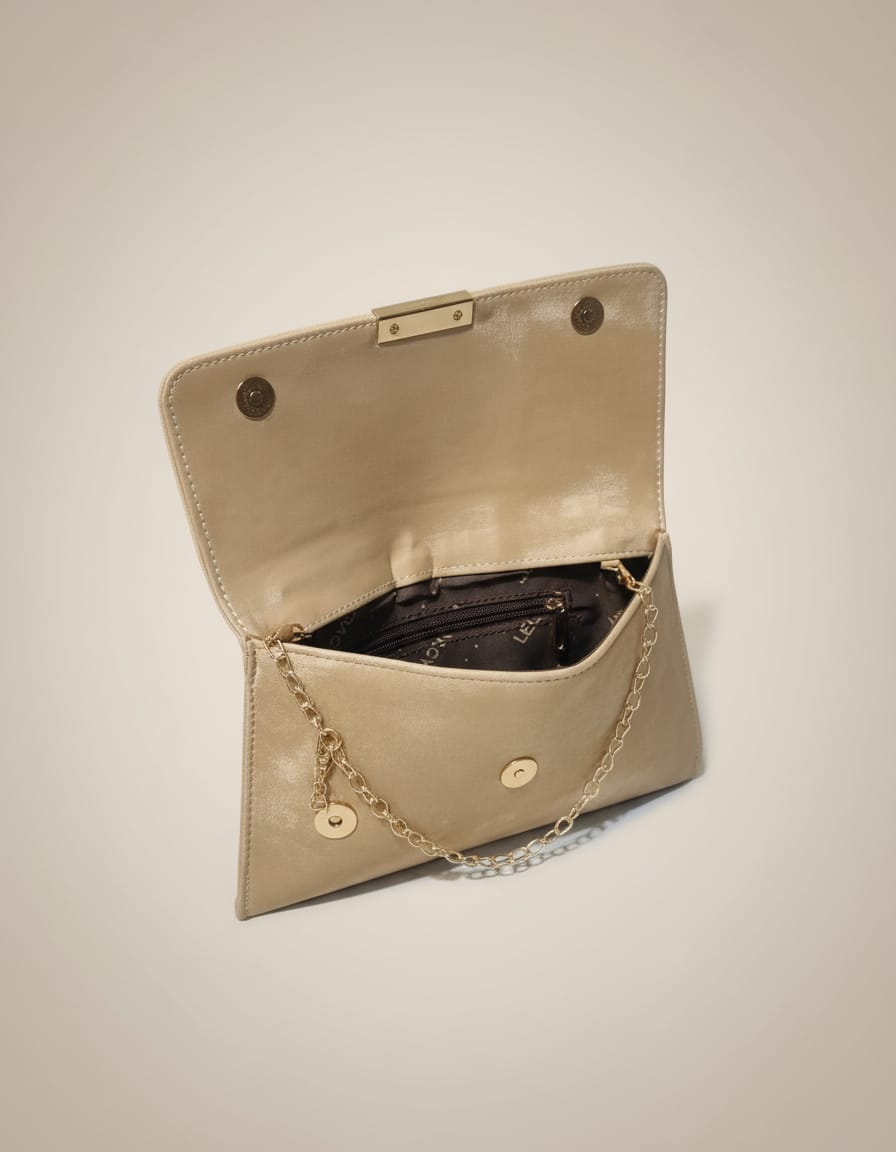 Premium Party Wear Hand Clutch for Women | Stylish Fancy Clutch with Long Chain | Compact Evening Party Bag | Pink, Gold & Brown Elegant Clutch