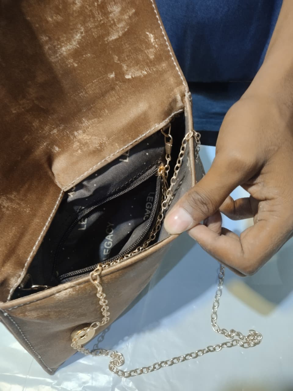 Premium Party Wear Hand Clutch for Women | Stylish Fancy Clutch with Long Chain | Compact Evening Party Bag | Pink, Gold & Brown Elegant Clutch