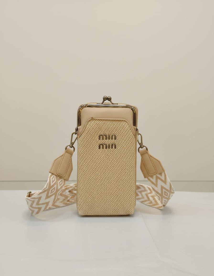 Premium PU Mobile Sling Bag for Women | Stylish Daily Use Mobile Pouch with Long String | 2 Compartments + 2 Inside Pockets | Pink, Brown & Cream Mini Sling Bag