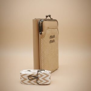 Premium PU Mobile Sling Bag for Women | Stylish Daily Use Mobile Pouch with Long String | 2 Compartments + 2 Inside Pockets | Pink, Brown & Cream Mini Sling Bag
