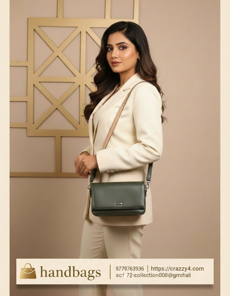Premium Soft PU Side Bag for Women | Stylish Daily Use Sling Bag with Long String | 2 Compartments + 2 Inside Pockets | Olive & Green Compact Side Bag
