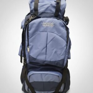American Style Premium Trekking Backpack | Large Travel & Hiking Bag with Back Straps | 2 Compartments + 2 Inside Pockets | Blue Adventure Travel Bag