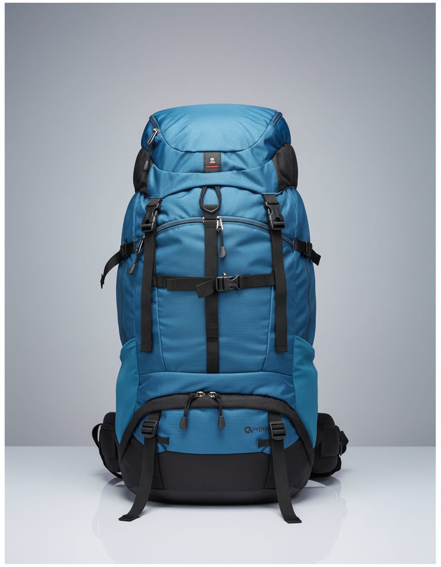 Wild Craft Style Premium Trekking Backpack | Large Travel & Hiking Bag with Back Straps | 2 Compartments + 2 Inside Pockets | Blue Adventure Travel Bag