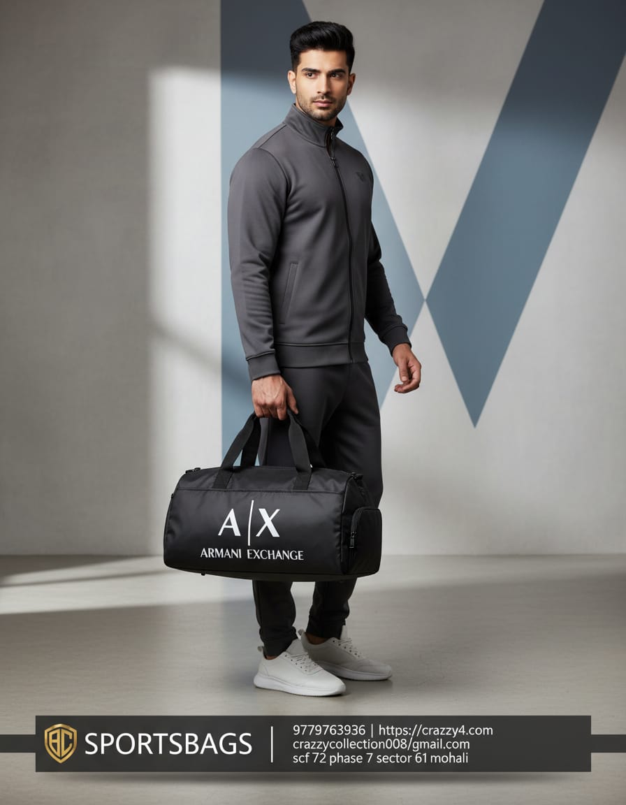 Armani Style Premium Duffel Travel Bag | Spacious Travel Duffel with Side Shoe Section | Lightweight Parachute Material Travel Bag