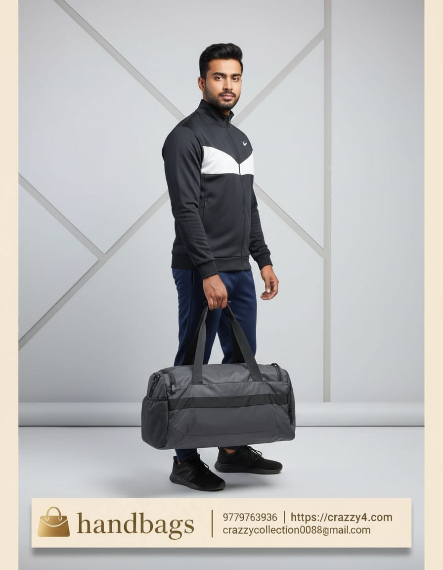 Edge Premium Duffel Travel & Gym Bag | Spacious Travel Duffel with Shoe Section | Lightweight Parachute Material Gym Bag | Greyish Black Travel Bag