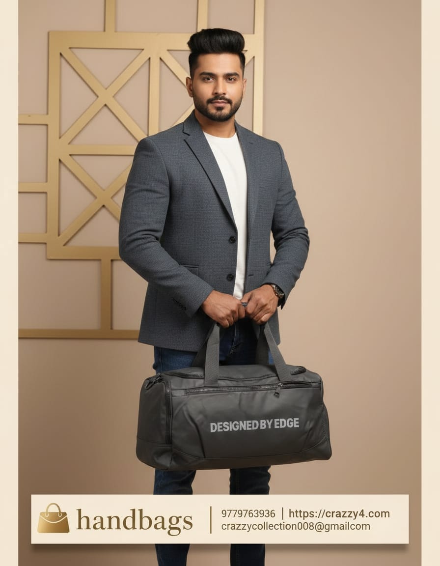 Edge Premium Duffel Travel & Gym Bag | Spacious Travel Duffel with Shoe Section | Lightweight Parachute Material Gym Bag | Greyish Black Travel Bag